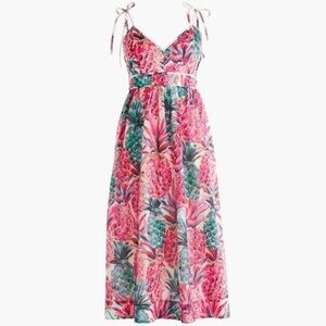J Crew Ratti Pineapple Midi Dress Size 8 Tall 8T
